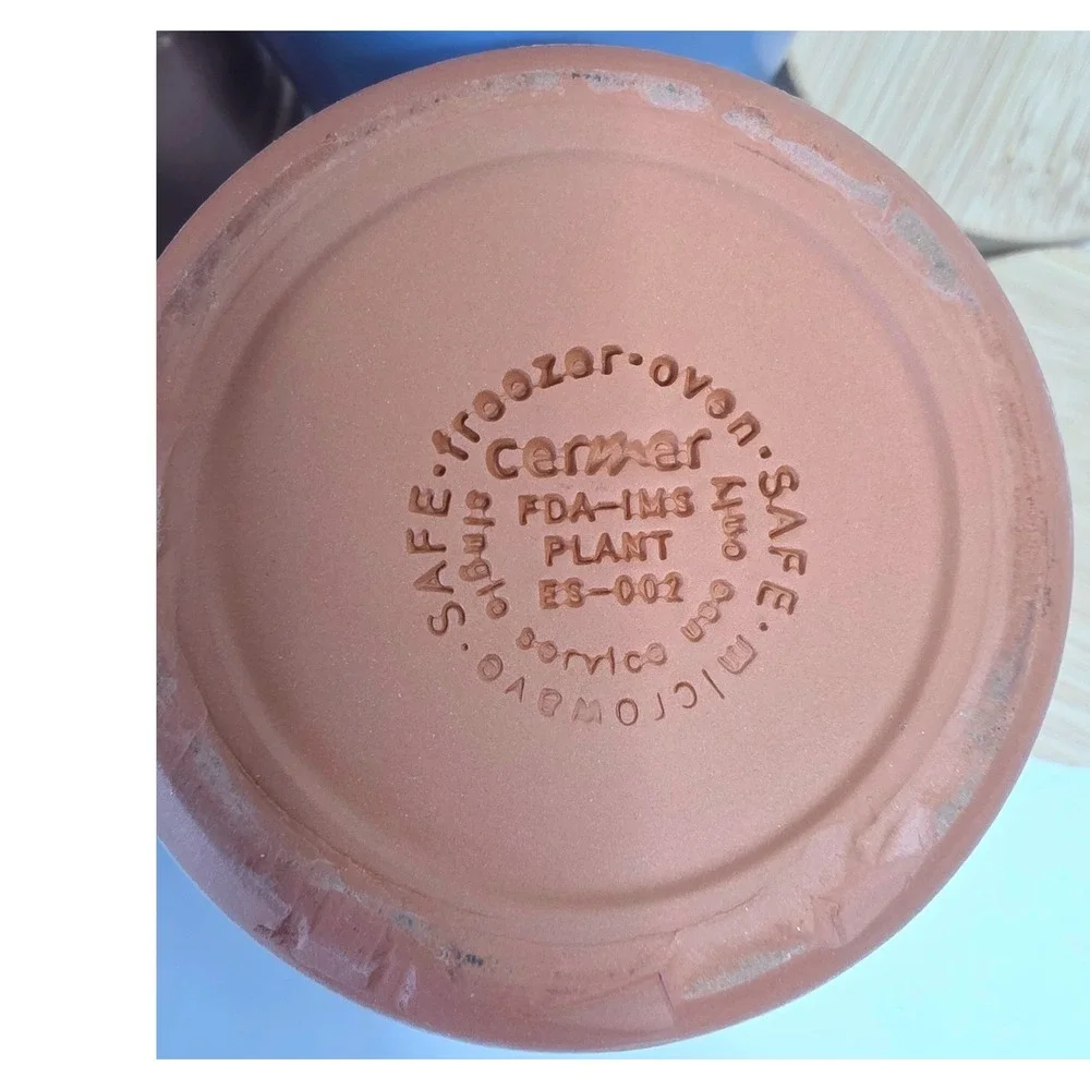 La Fermiere Terracotta Yogurt Jars Set of 4 Pink Blue Ceramic Pots Bamboo Lids